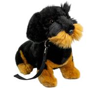 Carl Dick Peluche Perro Salchicha, Dachshund Negro Sentado con Correa de Perro Felpa, 30cm 3528