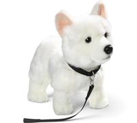 Carl Dick Peluche Perro Pastor Blanco con Correa de Perro de Peluche, 26cm de Largo y 22cm de Alto 3485