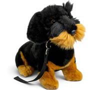 Carl Dick Peluche Perro Salchicha, Dachshund Negro Sentado con Correa de Perro Felpa, 30cm 3528