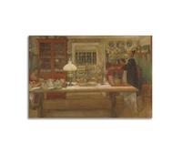 Carl Larsson - Lienzo decorativo para pared, diseño de "Getting Ready For A Game Room" (20 x 30 cm)