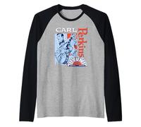 Carl Perkins Dance Album Retrato Retro Arte Lineal Camiseta Manga Raglan