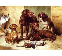 Carl Reichert A3 103 - Póster de perro de caza con presa, diseño de liebre