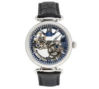 Carl von Zeyten Reloj de mujer original para mujer, color negro y plateado, mecanismo de esqueleto, cristal de zafiro, automático, 42 mm, CVZ0083BLS, Correa