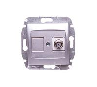 Carla 5901752639430 - Enchufe de TV tipo F-F b/R, acero inoxidable electroplástico, color plateado