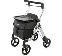 Carlett Andador con Asiento Plegable y Bolsa Extraíble, Producto Médico Homologado EU, Ruedas Grandes 20 cm, Freno de Parking y Manillar Regulable, Ideal para Interior y Exterior, Lett Walk, Negro