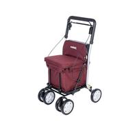 Carlett Andador y Carrito con Asiento Incorporado, Producto Médico Homologado EU, Manillar Regulable, Doble Freno y Ruedas Ajustables 3 Posiciones, Ligero y Compacto, Comfort Move, Rojo