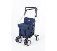 Carlett Andador y Carrito con Asiento Incorporado, Producto Médico Homologado EU, Manillar Regulable, Doble Freno y Ruedas Ajustables 3 Posiciones, Ligero y Compacto, Comfort Move, Azul