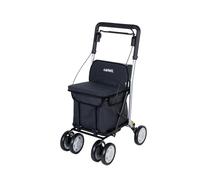 Carlett Andador y Carrito con Asiento Incorporado, Producto Médico Homologado EU, Manillar Regulable, Doble Freno y Ruedas Ajustables 3 Posiciones, Ligero y Compacto, Comfort Move, Negro
