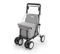 Carlett Andador y Carrito con Asiento Incorporado, Producto Médico Homologado EU, Manillar Regulable, Freno de Parking y Ruedas Ajustables 3 Posiciones, Robusto, Comfort Assist, Gris Claro