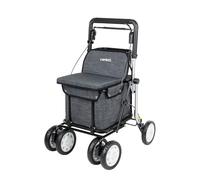 Carlett Andador y Carrito con Asiento Incorporado, Producto Médico Homologado EU, Manillar Regulable, Freno de Parking y Ruedas Ajustables 3 Posiciones, Robusto, Comfort Assist, Gris Oscuro