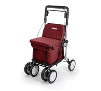 Carlett Andador y Carrito con Asiento Incorporado, Producto Médico Homologado EU, Manillar Regulable, Freno de Parking y Ruedas Ajustables 3 Posiciones, Robusto, Comfort Assist, Rojo