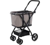 Carlett Carrito de Compra Plegable 4 Ruedas, Bolsa Amplia y Extraíble 56L-75L, Manillar Regulable, Freno de Seguridad, Cesta Convertible a Bolso, Resistente al Agua, Cubre Lluvia, Cube S, Color Gris