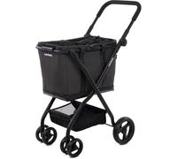 Carlett Carrito de Compra Plegable 4 Ruedas, Bolsa Amplia y Extraíble 56L-75L, Manillar Regulable, Freno de Seguridad, Cesta Convertible a Bolso, Resistente al Agua, Cubre Lluvia, Cube S, Color Negro