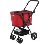 Carlett Carrito de Compra Plegable 4 Ruedas, Bolsa Amplia y Extraíble 56L-75L, Manillar Regulable, Freno de Seguridad, Cesta Convertible a Bolso, Resistente al Agua, Cubre Lluvia, Cube S, Color Rojo