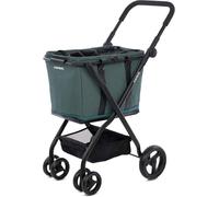 Carlett Carrito de Compra Plegable 4 Ruedas, Bolsa Amplia y Extraíble 56L-75L, Manillar Regulable, Freno de Seguridad, Cesta Convertible a Bolso, Resistente al Agua, Cubre Lluvia, Cube S, Color Verde