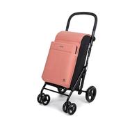 Carlett - Carro de la Compra, Carrito Plegable para Supermercado, con 4 Ruedas Resistentes a la Lluvia y una Gran Capacidad 32kg, Bolsa Principal 64L, Térmica 12L y Bolsillo Posterior - Salmón