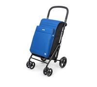 Carlett Carrito de la Compra Plegable con 4 Ruedas y Bolsa Extensible 62L, Bolsa Isotérmica 12L, Manillar Regulable, Freno de Seguridad y Ruedas Giratorias 360º, Urban Family, Color Azul