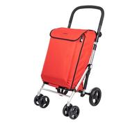 Carlett Carro de Compra 4 Ruedas Plegable, Bolsa Extraíble de Gran Capacidad 58L/32Kg y Bolsa Isotérmica 12L, Manillar Regulable, Freno de Seguridad, Convertible a 2 Ruedas, Lite Family, Color Rojo