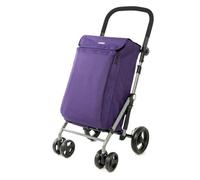 Carlett Carro de Compra 4 Ruedas Plegable, Bolsa Extraíble de Gran Capacidad 58L/32Kg y Bolsa Isotérmica 12L, Manillar Regulable, Freno de Seguridad, Convertible a 2 Ruedas, Lite Family, Color Morado