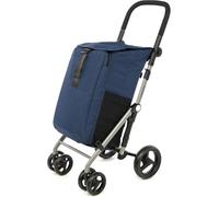 Carlett Carro de la Compra 4 Ruedas Plegable, Bolsa Extraíble de Gran Capacidad 53L/15Kg y Bolsa Térmica 10L, Manillar Regulable, Freno de Seguridad, Convertible a 2 Ruedas, Classic Duo, Color Azul