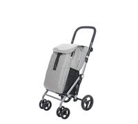 Carlett Carro de la Compra 4 Ruedas Plegable, Bolsa Extraíble Gran Capacidad 53L/15Kg y Bolsa Térmica 10L, Manillar Regulable, Freno de Seguridad, Convertible a 2 Ruedas, Classic Duo, Color Gris Claro