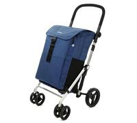 Carlett Carro de la Compra 4 Ruedas Plegable, Bolsa Extraíble Gran Capacidad 64L/32Kg y Bolsa Térmica 12L, Manillar Regulable, Freno de Seguridad, Convertible a 2 Ruedas, Classic Family, Color Azul