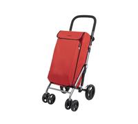 Carlett Carro de la Compra 4 Ruedas Plegable con Bolsa Extraíble 48L/25 kg y Bolsa Térmica 10L, Manillar Regulable, Freno de Seguridad, Convertible a 2 Ruedas, Ligero, Lite Duo, Color Rojo