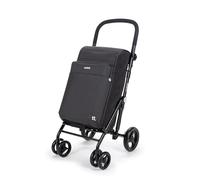 Carlett - Carro de la Compra, Carrito Plegable para Supermercado, con 4 Ruedas Resistentes a la Lluvia y una Gran Capacidad 32kg, Bolsa Principal 64L, Térmica 12L y Bolsillo Posterior - Negro