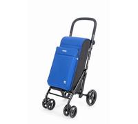Carlett - Carro de la Compra, Carrito Plegable para Supermercado, con 4 Ruedas Resistentes a la Lluvia y una Gran Capacidad 25kg, Bolsa Principal 50L, Térmica 10L y Bolsillo Posterior - Color Azul