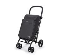 Carlett - Carro de la Compra, Carrito Plegable para Supermercado, con 4 Ruedas Resistentes a la Lluvia y una Gran Capacidad 32kg, Bolsa Principal 64L, Térmica 12L y Bolsillo Posterior - Negro
