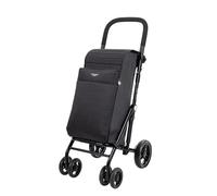 Carlett - Carro de la Compra, Carrito Plegable para Supermercado, con 4 Ruedas Resistentes a la Lluvia y una Gran Capacidad 25kg, Bolsa Principal 36L, Térmica 7,5L y Bolsillo Posterior - Color Negro