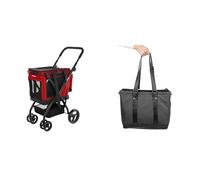 Carlett - Carro para Mascotas Cube P + Bolsa de Compra Cube S Intercambiable | Carro para Mascotas Convertible a Carro de la Compra | Cesta intercanviable y Lavable |Ruby