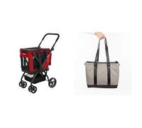 Carlett - Carro para Mascotas Cube P + Bolsa de Compra Cube S Intercambiable | Carro para Mascotas Convertible a Carro de la Compra | Cesta intercanviable y Lavable |Ruby
