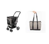 Carlett - Carro para Mascotas Cube P + Bolsa de Compra Cube S Intercambiable | Carro para Mascotas Convertible a Carro de la Compra | Cesta intercanviable y Lavable |Ice