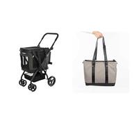 Carlett - Carro para Mascotas Cube P + Bolsa de Compra Cube S Intercambiable | Carro para Mascotas Convertible a Carro de la Compra | Cesta intercanviable y Lavable |Volcano