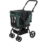 Carlett - Cube P | Carrito de Transporte 3 en 1 para Mascotas | Transportín + Ruedas | Freno de Seguridad | Tejido Impermeable | Combinable + Bolsa de Compra | Pine