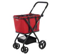 Carlett - Cube S Rojo Ruby | Carro de la Compra con Bolsa Extraíble Impermeable | Cesta Convertible en Bolso | Ruedas 360° Desmontables | Plegado Rápido y Compacto | Estilo Vibrante