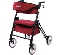 Carlett - Lett Ride | Andador + Asiento y Respaldo Extraíble | Cesta Desmontable| Manillar Regulable 4 Alturas | Soporte para Bastón | Dispositivo Médico Clase I | Ruby