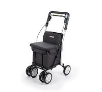Carlett - Lett800 Comfort | Caminador Plegable con Ruedas | Producto Médico Clase I Homologado | con Asiento | Bolsa Extraíble 29L/15kg | Bandeja Portaobjetos | Negro