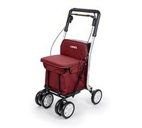 Carlett - Lett800 Comfort | Caminador Plegable con Ruedas | Producto Médico Clase I Homologado | con Asiento | Bolsa Extraíble 29L/15kg | Bandeja Portaobjetos | Rojo