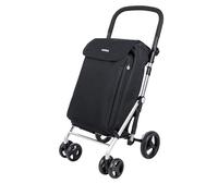 Carlett - Lite Family Lett470 |Carro de la Compra | Carrito Plegable para Supermercado | 4 Ruedas | Manillar Regulable y Freno de Seguridad | Bolsa Extensible 58L | Bolsa Térmica 12L | Negro
