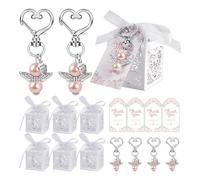 Carlgelrag 24 Piezas de Obsequios para Baby Shower, Que Incluyen Lindos Llaveros de Ángeles, Cajas de Obsequios y Tarjetas de Agradecimiento para Obsequios de Bautismo y Novias