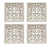 Carlgelrag 4X Caucho de Madera Tallado CalcomaníA Floral Craft Onlay Apliques Muebles DIY Decoración F: 20 x 20cm
