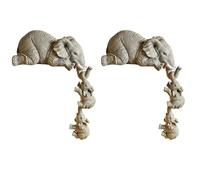 Carlgelrag Adornos de Resina de Elefante Decoración de 6 Piezas, 2 Madres de Elefante Y 4 Bebés Colgando en El Borde Estatuas Artesanales