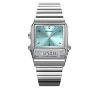 CARLIEN Reloj cuadrado analógico digital unisex para mujeres y hombres, Azul plateado, Moderno, vintage, casual