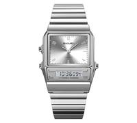 CARLIEN Reloj cuadrado analógico digital unisex para mujeres y hombres, Plateado, Moderno, vintage, casual