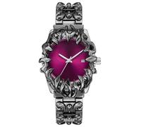 CARLIEN Reloj gótico de garra para hombre, reloj de pulsera único de acero inoxidable, manecillas luminosas, movimiento de cuarzo impermeable, estilo de fusión futurista, opciones de color rojo y