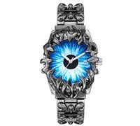 CARLIEN Reloj gótico de garra para hombre, reloj de pulsera único de acero inoxidable, manecillas luminosas, movimiento de cuarzo impermeable, estilo de fusión futurista, opciones de color rojo y