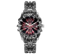 CARLIEN Reloj gótico de garra para hombre, reloj de pulsera único de acero inoxidable, manecillas luminosas, movimiento de cuarzo impermeable, estilo de fusión futurista, opciones de color rojo y