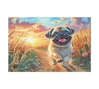 Carlin Feliz en el Campo de Trigo Colorido Puzzles 1000 Piezas Decorativo Coleccionable Obra De Arte Rompecabezas Familiar para Adultos Desafío Avanzado DIY Creativo 1000 PCS